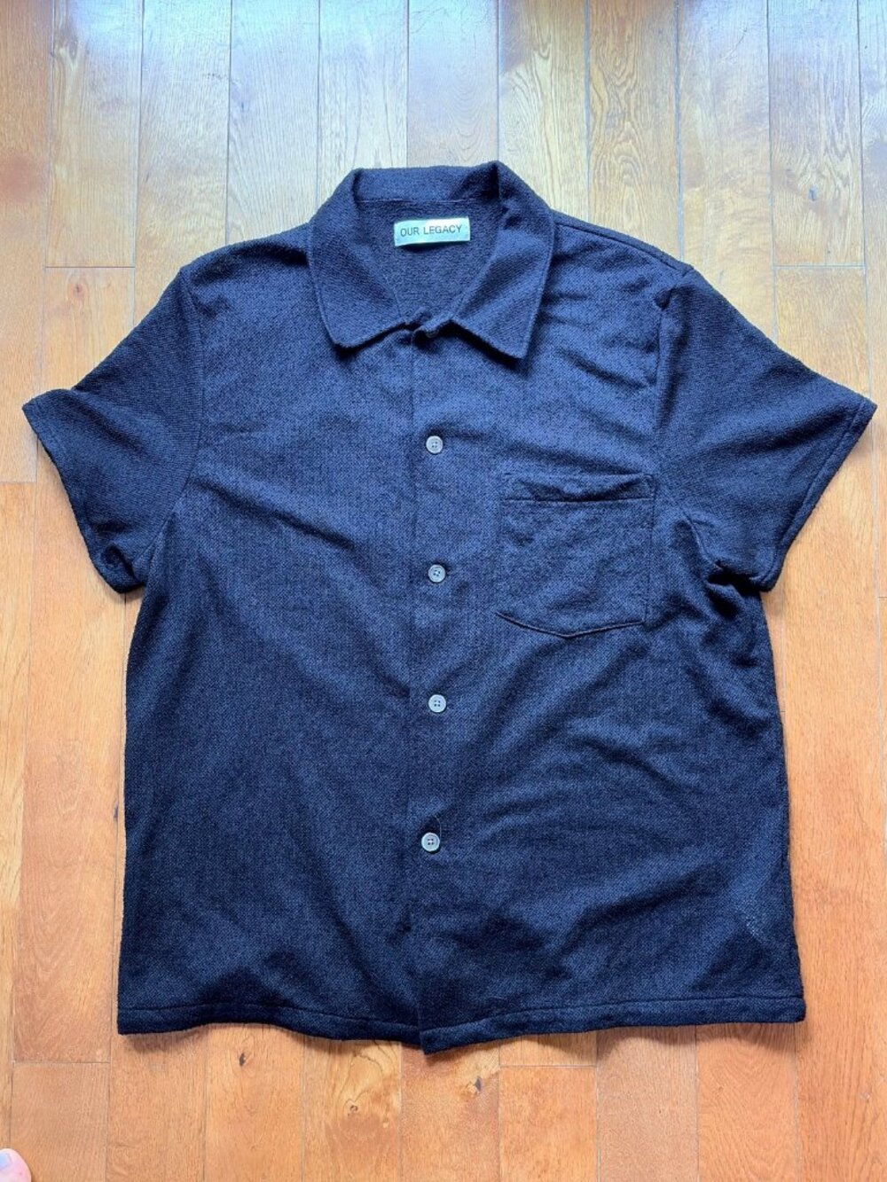 Our Legacy Box Shirt Short Sleeve Charcoal Knit Shirt